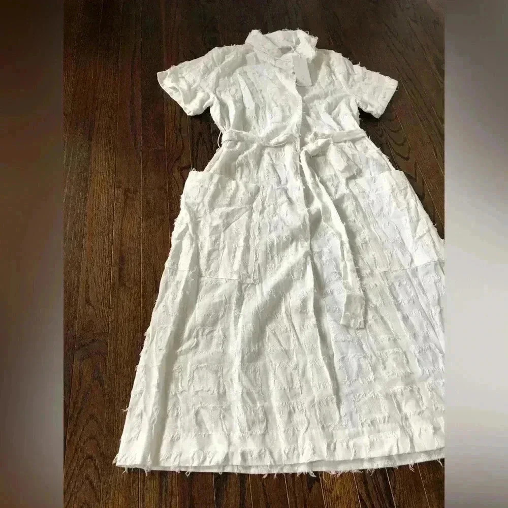 Corey Lynn Calter Women’s XS White Milly Cowl Neck Deep Pocket Midi Dress - NWT! - Picture 3 of 14